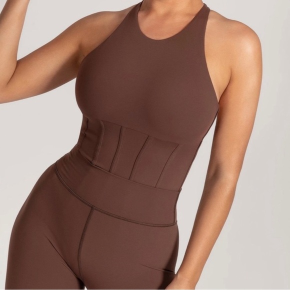 Meshki Tops - Meshki | Brown Corset Bodysuit